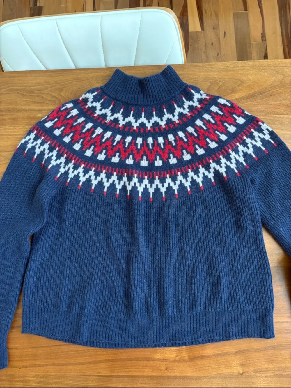 J Crew Navy Fair Isle Mockneck Sweater Size Medium BM179